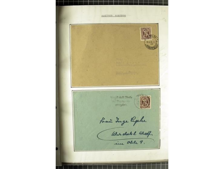 1945/1946, umfangreiche Sammlung AM-POST mit über 900 Briefen und Karten mit vielen Einzel-und Mehrfachfrankaturen mit besser