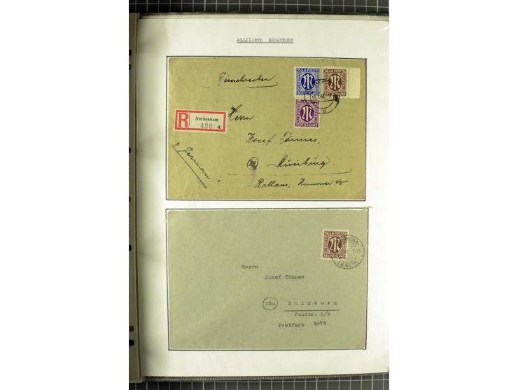 1945/1946, umfangreiche Sammlung AM-POST mit über 900 Briefen und Karten mit vielen Einzel-und Mehrfachfrankaturen mit besser