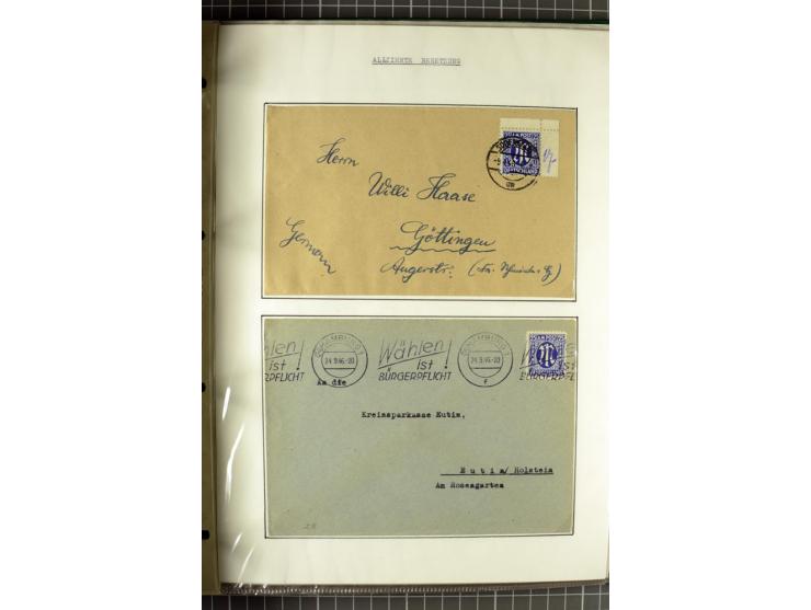 1945/1946, umfangreiche Sammlung AM-POST mit über 900 Briefen und Karten mit vielen Einzel-und Mehrfachfrankaturen mit besser