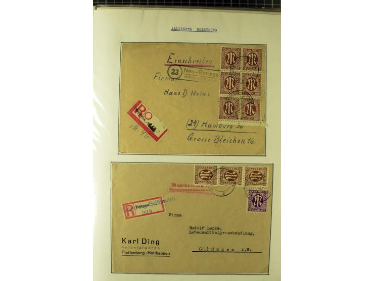 1945/1946, umfangreiche Sammlung AM-POST mit über 900 Briefen und Karten mit vielen Einzel-und Mehrfachfrankaturen mit besser