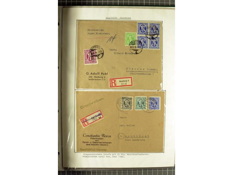 1945/1946, umfangreiche Sammlung AM-POST mit über 900 Briefen und Karten mit vielen Einzel-und Mehrfachfrankaturen mit besser