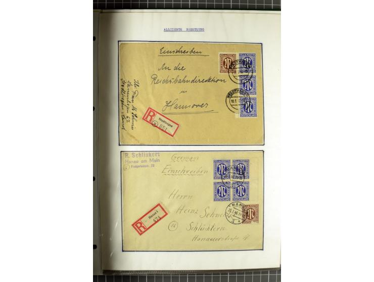 1945/1946, umfangreiche Sammlung AM-POST mit über 900 Briefen und Karten mit vielen Einzel-und Mehrfachfrankaturen mit besser