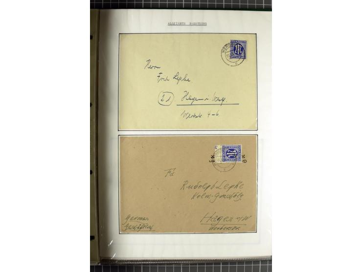 1945/1946, umfangreiche Sammlung AM-POST mit über 900 Briefen und Karten mit vielen Einzel-und Mehrfachfrankaturen mit besser