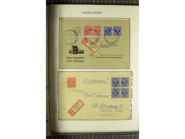 1945/1946, umfangreiche Sammlung AM-POST mit über 900 Briefen und Karten mit vielen Einzel-und Mehrfachfrankaturen mit besser
