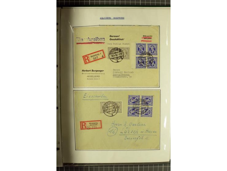 1945/1946, umfangreiche Sammlung AM-POST mit über 900 Briefen und Karten mit vielen Einzel-und Mehrfachfrankaturen mit besser