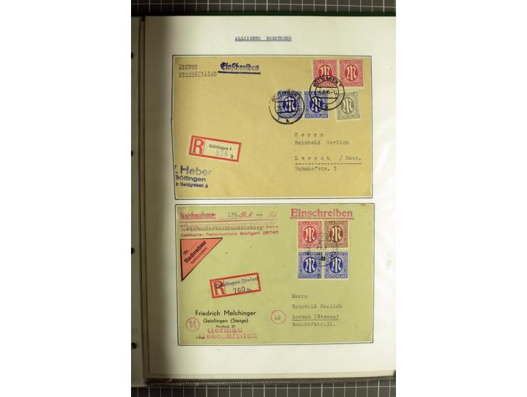 1945/1946, umfangreiche Sammlung AM-POST mit über 900 Briefen und Karten mit vielen Einzel-und Mehrfachfrankaturen mit besser