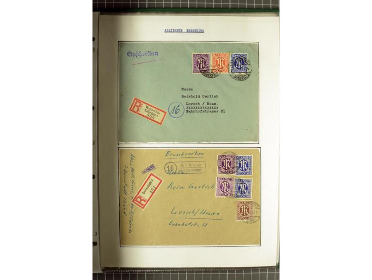 1945/1946, umfangreiche Sammlung AM-POST mit über 900 Briefen und Karten mit vielen Einzel-und Mehrfachfrankaturen mit besser