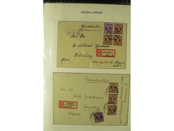1945/1946, umfangreiche Sammlung AM-POST mit über 900 Briefen und Karten mit vielen Einzel-und Mehrfachfrankaturen mit besser