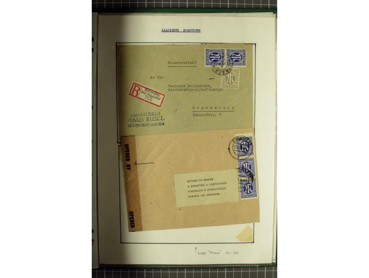 1945/1946, umfangreiche Sammlung AM-POST mit über 900 Briefen und Karten mit vielen Einzel-und Mehrfachfrankaturen mit besser