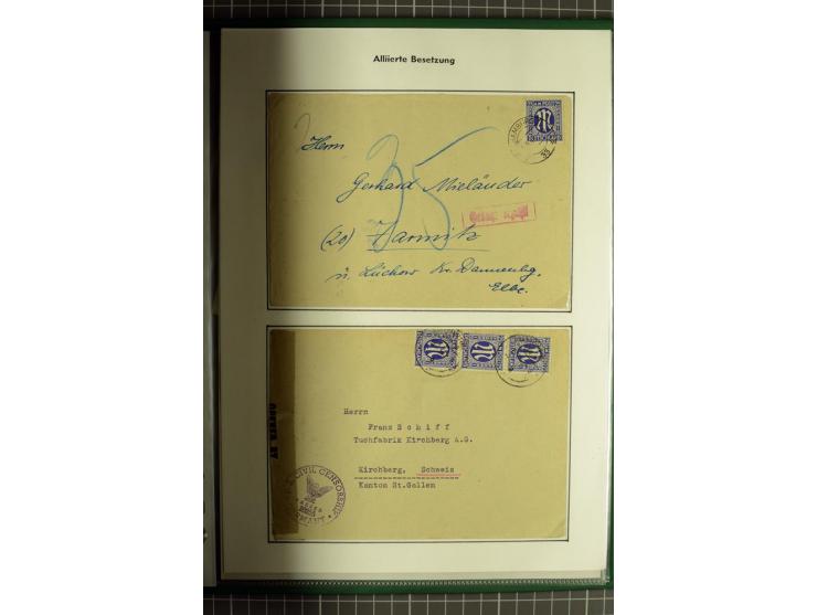 1945/1946, umfangreiche Sammlung AM-POST mit über 900 Briefen und Karten mit vielen Einzel-und Mehrfachfrankaturen mit besser