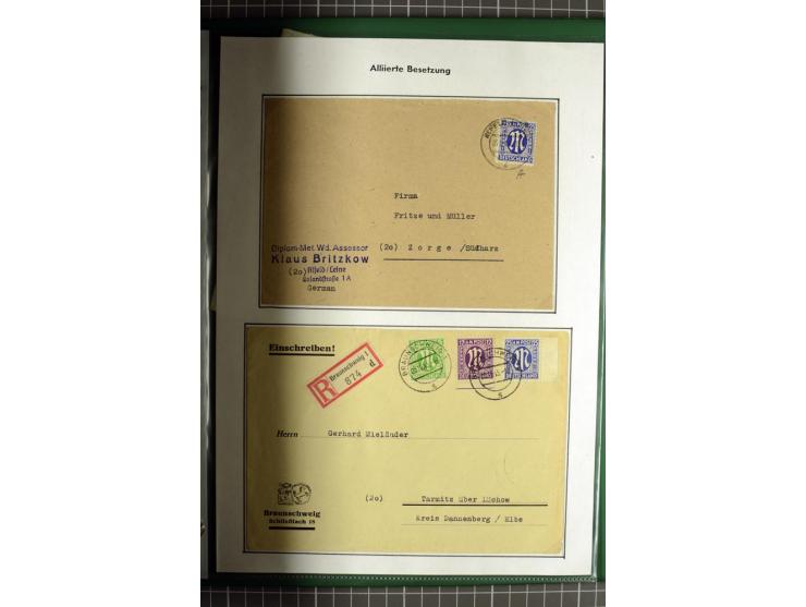 1945/1946, umfangreiche Sammlung AM-POST mit über 900 Briefen und Karten mit vielen Einzel-und Mehrfachfrankaturen mit besser
