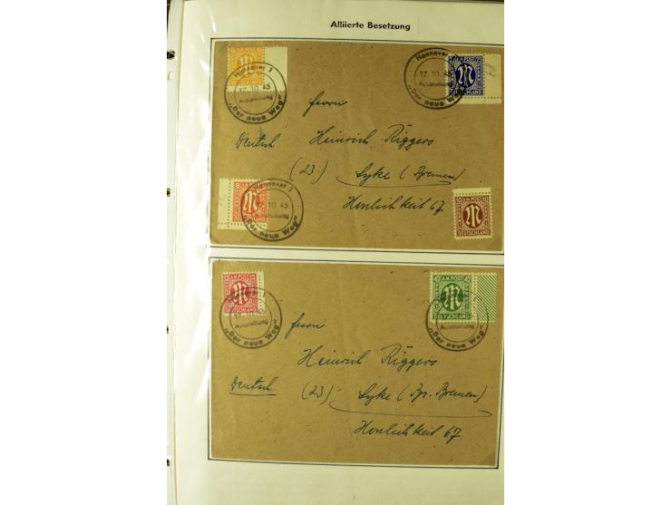 1945/1946, umfangreiche Sammlung AM-POST mit über 900 Briefen und Karten mit vielen Einzel-und Mehrfachfrankaturen mit besser