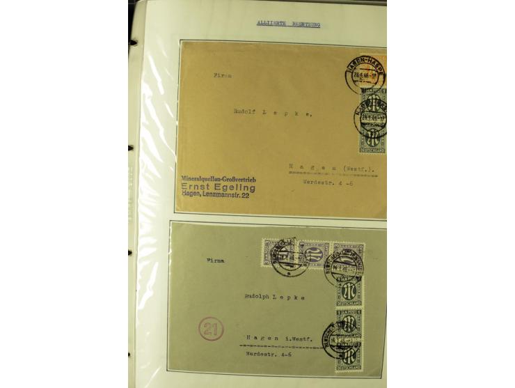 1945/1946, umfangreiche Sammlung AM-POST mit über 900 Briefen und Karten mit vielen Einzel-und Mehrfachfrankaturen mit besser
