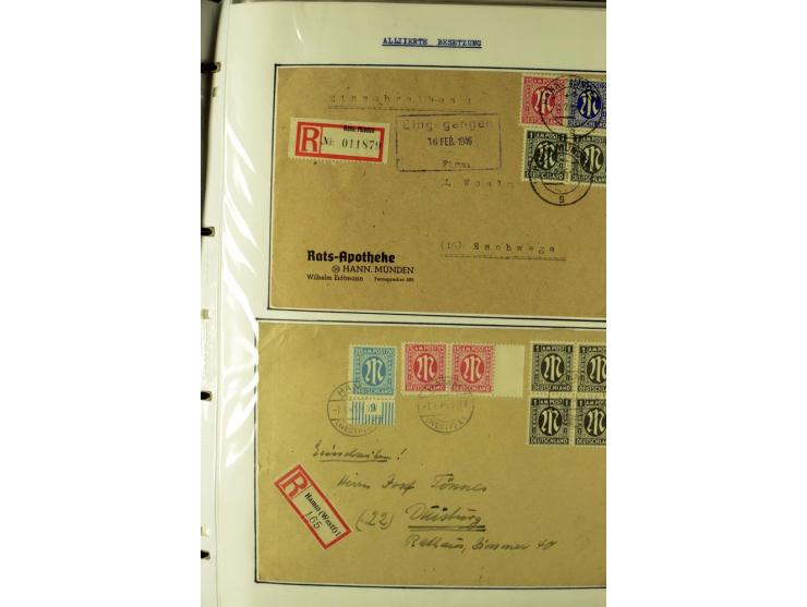 1945/1946, umfangreiche Sammlung AM-POST mit über 900 Briefen und Karten mit vielen Einzel-und Mehrfachfrankaturen mit besser