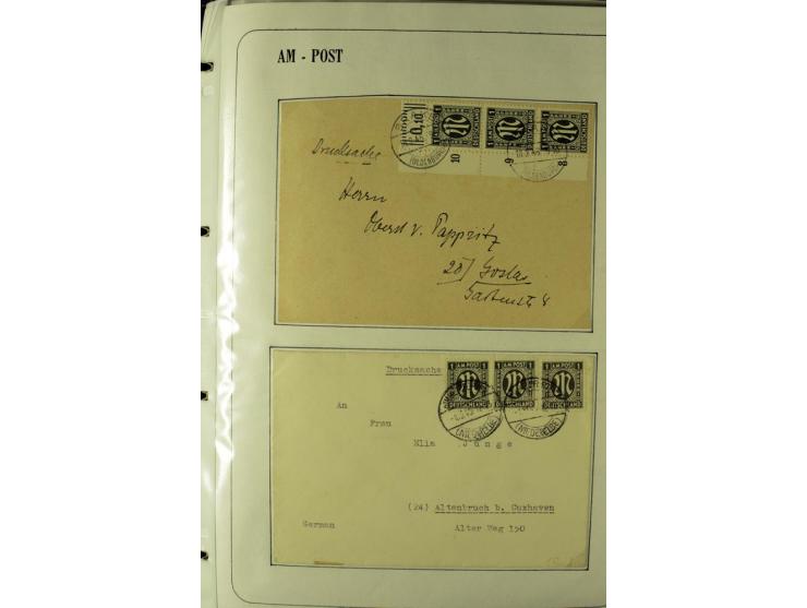 1945/1946, umfangreiche Sammlung AM-POST mit über 900 Briefen und Karten mit vielen Einzel-und Mehrfachfrankaturen mit besser
