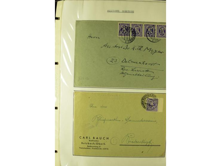 1945/1946, umfangreiche Sammlung AM-POST mit über 900 Briefen und Karten mit vielen Einzel-und Mehrfachfrankaturen mit besser