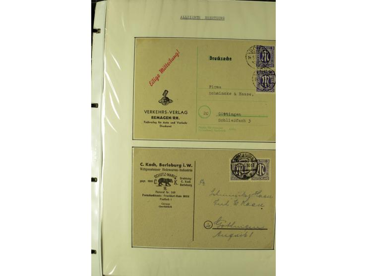 1945/1946, umfangreiche Sammlung AM-POST mit über 900 Briefen und Karten mit vielen Einzel-und Mehrfachfrankaturen mit besser