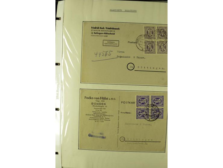 1945/1946, umfangreiche Sammlung AM-POST mit über 900 Briefen und Karten mit vielen Einzel-und Mehrfachfrankaturen mit besser