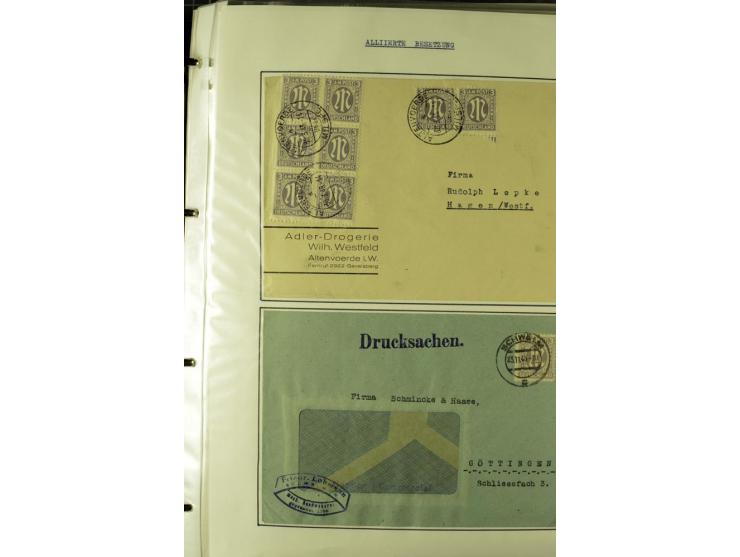 1945/1946, umfangreiche Sammlung AM-POST mit über 900 Briefen und Karten mit vielen Einzel-und Mehrfachfrankaturen mit besser