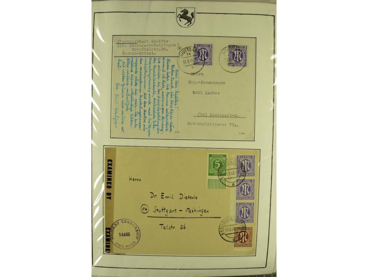 1945/1946, umfangreiche Sammlung AM-POST mit über 900 Briefen und Karten mit vielen Einzel-und Mehrfachfrankaturen mit besser