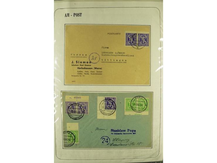 1945/1946, umfangreiche Sammlung AM-POST mit über 900 Briefen und Karten mit vielen Einzel-und Mehrfachfrankaturen mit besser