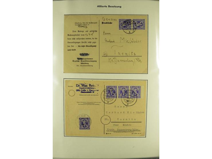 1945/1946, umfangreiche Sammlung AM-POST mit über 900 Briefen und Karten mit vielen Einzel-und Mehrfachfrankaturen mit besser