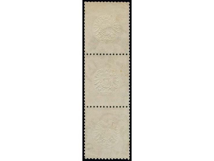 ½ Gr. orange, senkrechter 3er-Streifen mit Hufeisenstempel "HAMBURG L.E. 7 JAN. 75" (Spalink-Nr. 17-15; bisher frühest bekann