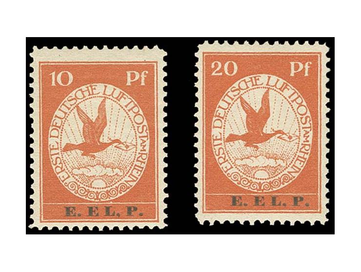  E.EL.P. 10 und 20 Pfg., je mit Aufdrucklfehler "Komma statt Punkt nach EL", sauber ungebraucht, Kabinett, sign. Bühler bzw. 