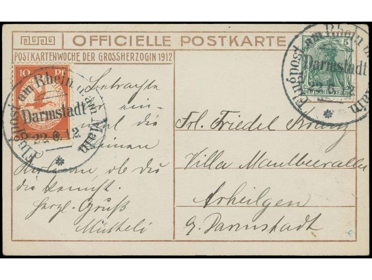 E.EL.P. 10 Pfg. mit STempel "DARMSTADT 22.6.12" auf Fotokarte "Prinzen in Kosakenuniform" nach Arheiligen, Karte links unten 