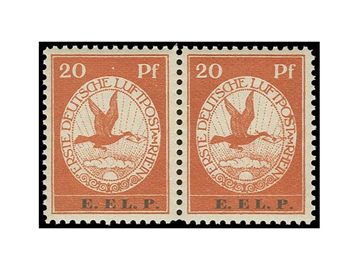 20 Pfg. mit Plattenfehler "Farbpunkt oben rechts im O" im waagerechten Paar mit Normalmarke, postfrisch, Kabinett (Mi. 1.150,