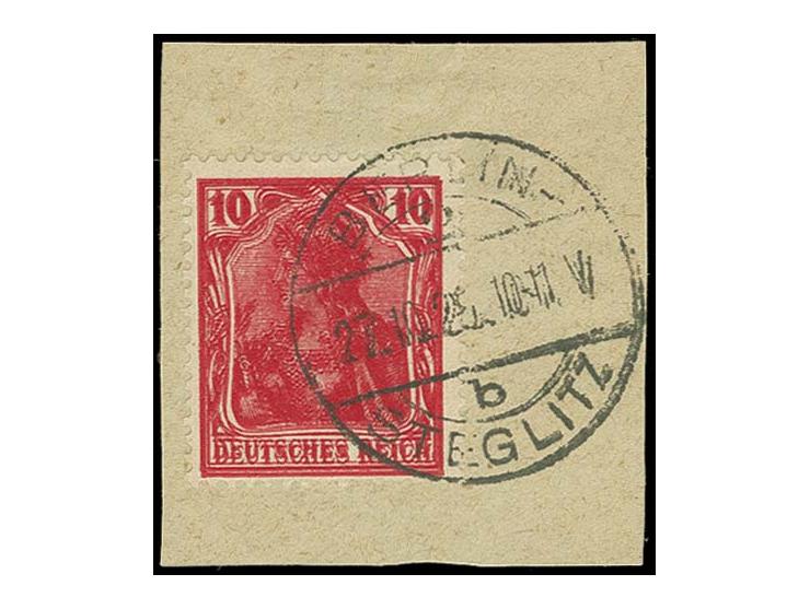 10  Pfg. im Doppeldruck mit sauberem Stempel "BERLIN-STEGLITZ 27.10.20" auf Briefstück, tadellos, Fotoattest Jäschke-L. BPP