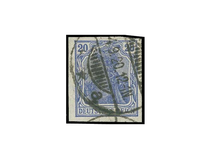 20 Pfg. violettblau, breitrandig ungezähnt, sauber gestempelt, tadellos, eine seltene Marke, Fotoattest Jäschke-L. BPP