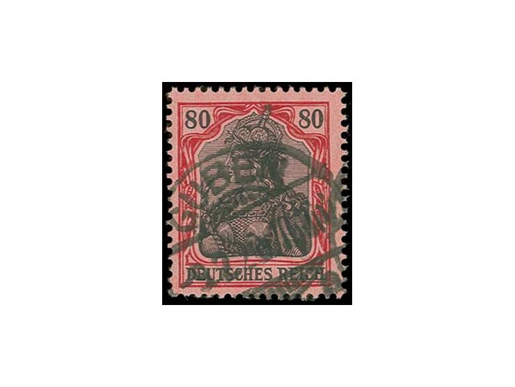 80 Pfg. karminrot/rotschwarz auf hellrosa, sauber gestempelt, Kabinett, sign. Zenker und Fotoattest Jäschke-L. BPP, ex Herb M