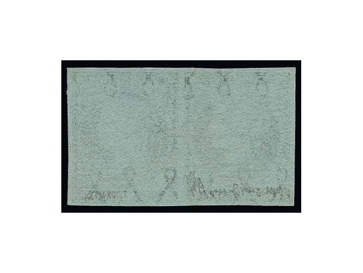 1855, Isabelle II. 2 r., error of colour greenish blue instead of lilac in horizontal pair with normal stamps, lightly used, 