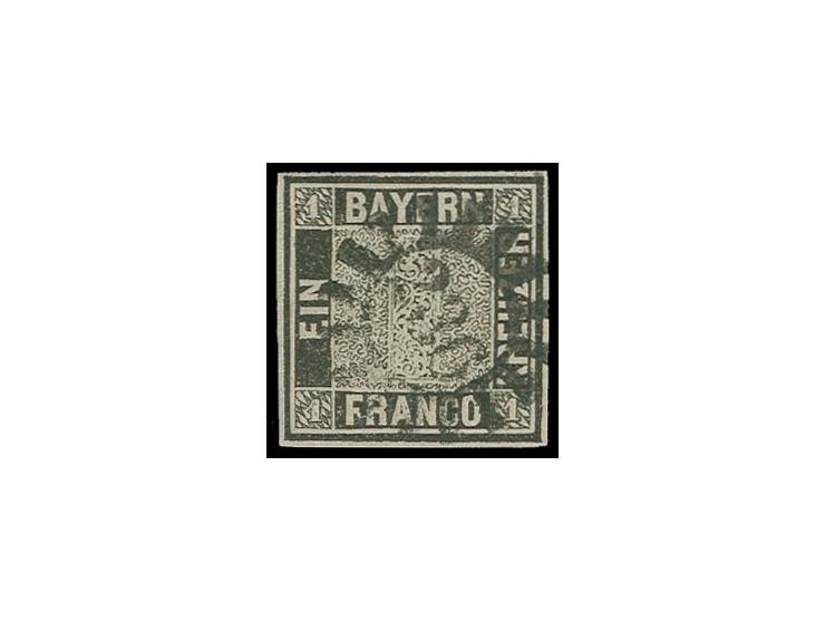 1 Kr. tiefschwarz, farbfrisch und allseits vollrandig, mit sauberem gMR "236" NEUSTADT a.H., Kabinett, sign. Pfenninger mit F