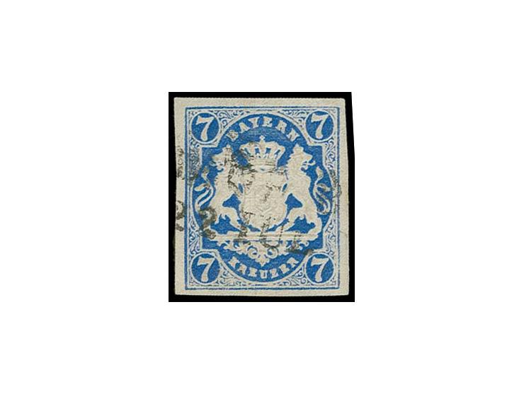 1868, 7 Kr. preussischblau, allseits sehr gut gerandet, sauber gestempelt, Kabinett, eine seltene Marke, Befund Brettl BPP ,e