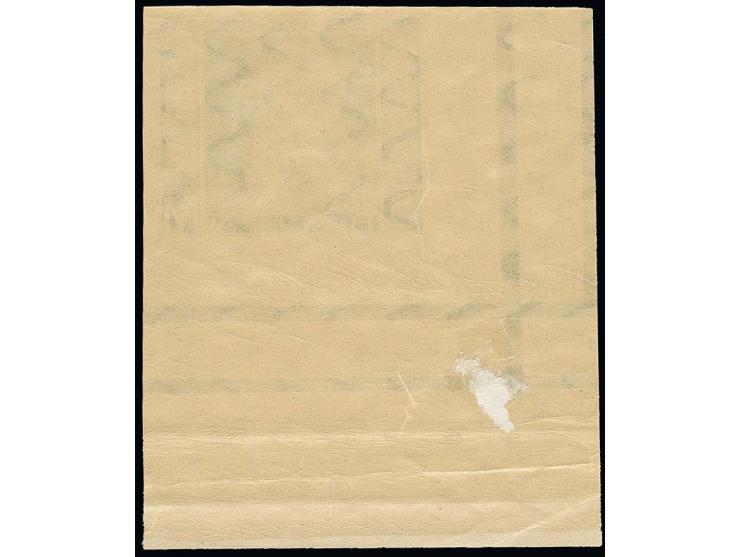 Type II: 1 M., 5 M., 10 M. und 20 M. ungezähnt aus der linken unteren Bogenecke, postfrisch mit Falzresten (und 1 M. mit klei