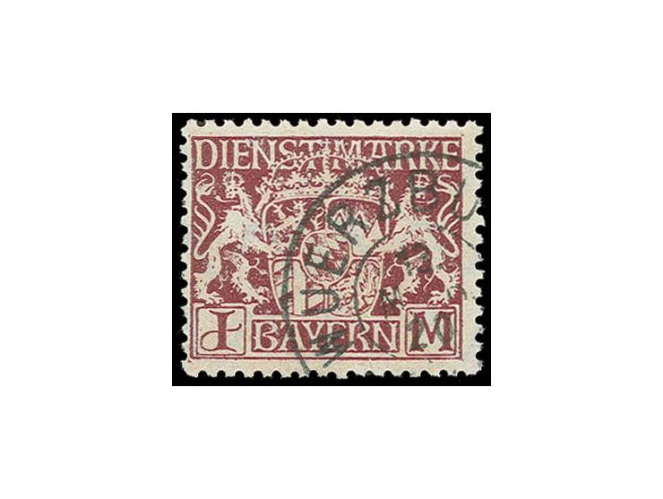 1916, Bayerisches Staatswappen 1 M. dunkellila, sauber gestempelt "WÜRZBURG", Pracht, sign. Infla und Helbig BPP