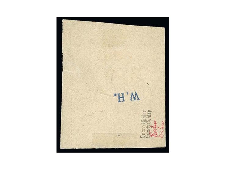 1888/1903, 3 Pfg. grau mit kopfstehendem Aufdruck, Unterrandstück mit schmalem Bogenrand, mit sauber aufgesetztem Stempel "NÜ