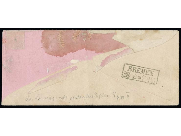 1855, 3 Grote (Type II) geschnitten, senkrecht gestreiftes Papier, farbfrisch und allseits gleichmäßig breitrandig, mit doppe