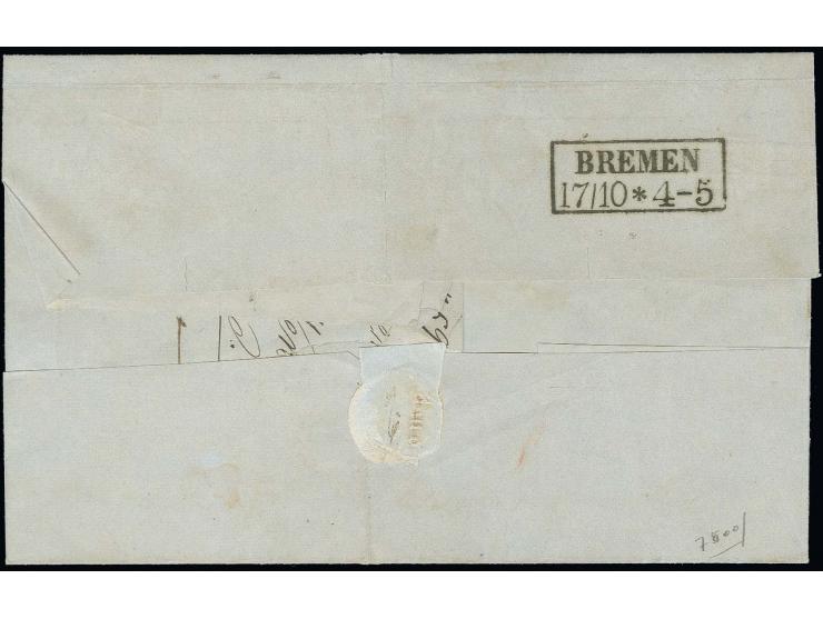 1855, 3 Grote (Type I) geschnitten, waagerecht gestreiftes Papier, farbfrisch und allseits breitrandig, mit sauber doppelt au