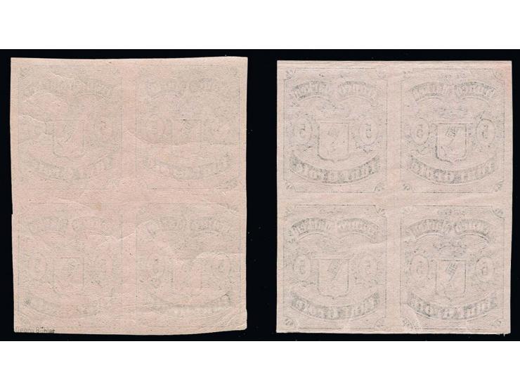1856, 5 Grote geschnitten, farbfrischer und allseits breitrandiger Viererblock (Typen I - II, I - II), ungebraucht mit nahezu