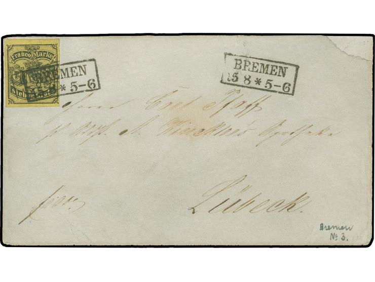 1860, 7 Grote geschnitten, rötlichgelb, dickeres Papier, recht farbfrisch und allseits voll- bis breitrandig, mit sauber auf-