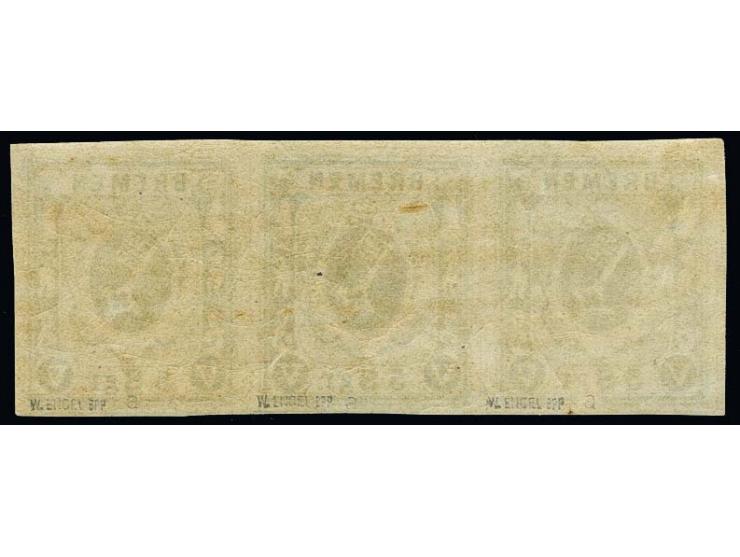1859, 5 Silbergroschen geschnitten, dunkelolivgrün (gelbgrün), farbfrischer und allseits sehr breitrandiger waagerechter Drei