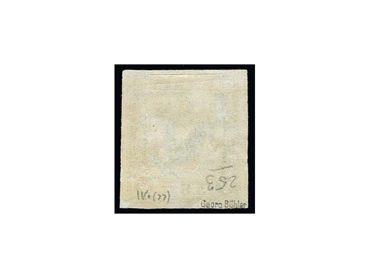 1859, 5 Silbergroschen geschnitten, schwarzgelbgrün (moosgrün), unscharfer Druck, farbfrisch und allseits sehr breitrandig (E