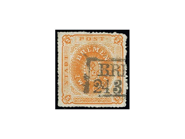 1863, 2 Grote durchstochen, bräunlichorange (rotorange), normales Papier, farbtyisch, kleine Unzulänglichkeiten, mit sauber u