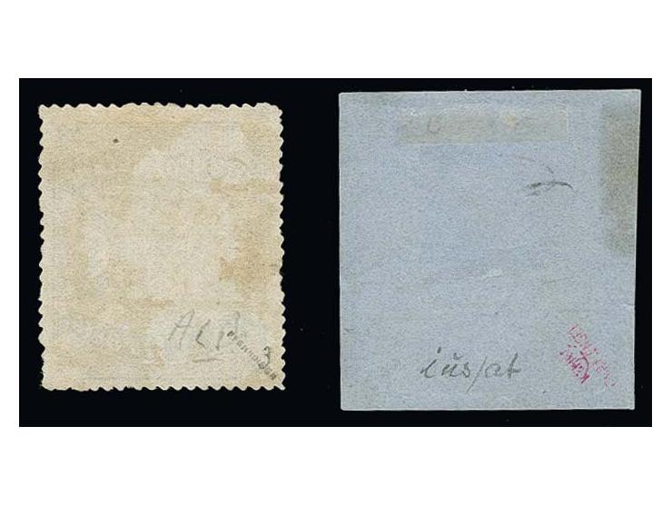 1862, 5 Grote durchstochen (nach Michel D 1 I), mattgraubraun, zwei Exemplare, beide Typen, je farbfrisch und mit sauber aufg