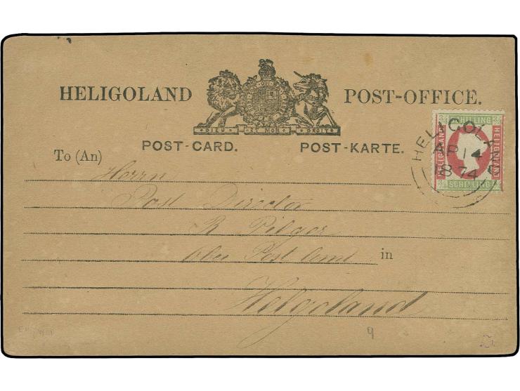 1873, 3/4 Sch. hellgrün/rosa, farbfrisch und für diese Ausgabe gut gezähnt mit klarem britischem Rundstempel "HELIGOLAND AP 1