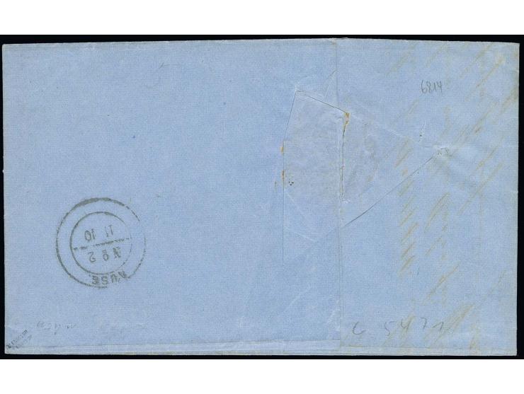1863/67, 1 Sch. orange mit weitem Durchstich 10, 2 Einzelwerte als Paar geklebt, farbfrisch und bis auf kleinem Durchstichman