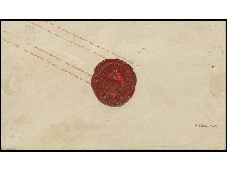 1864, 1 Sgr. dunkelrosa mit klar übergehendem kleinem EKr. "FRIEDLAND 5/4" auf Ganzsachenumschlag 2 Sgr. blau nach Schönberg 